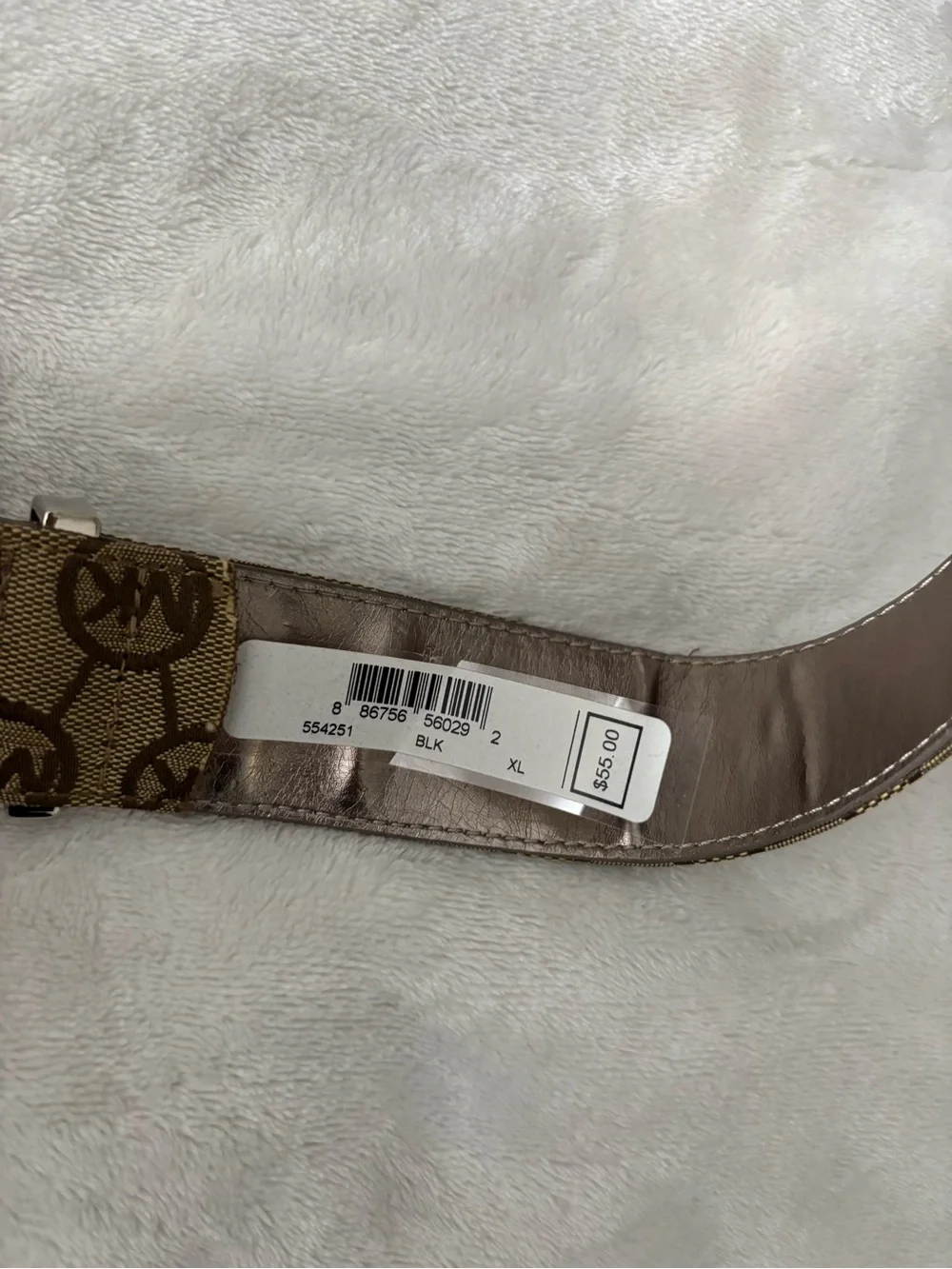 MICHAEL Michael Kors Tan MK Signature Logo Belt with Silver Buckle